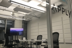 A boardroom with acoustic panelling
